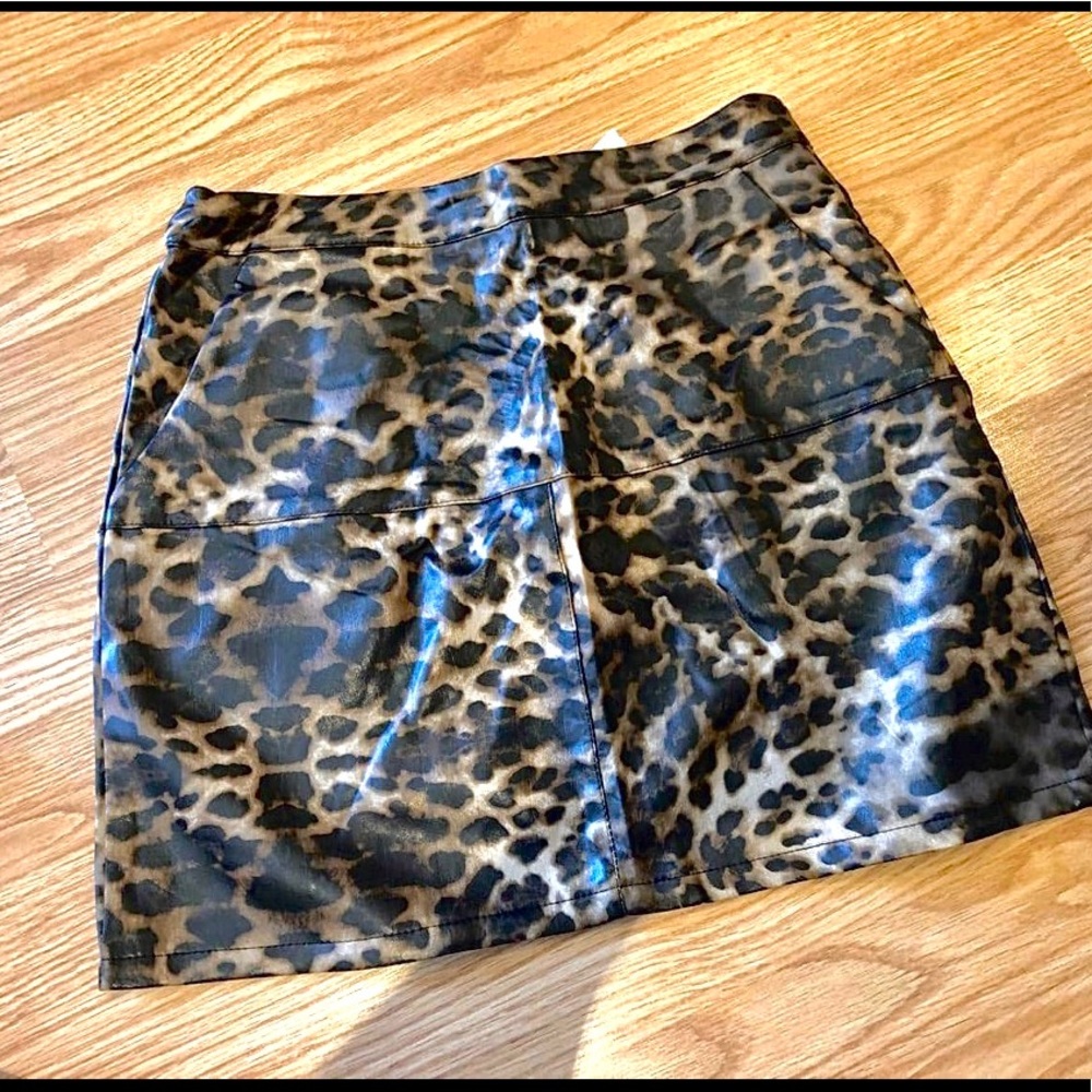 Cheetah Print Leather Skirt